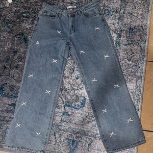 Women's Blue Jeans with White Stitching